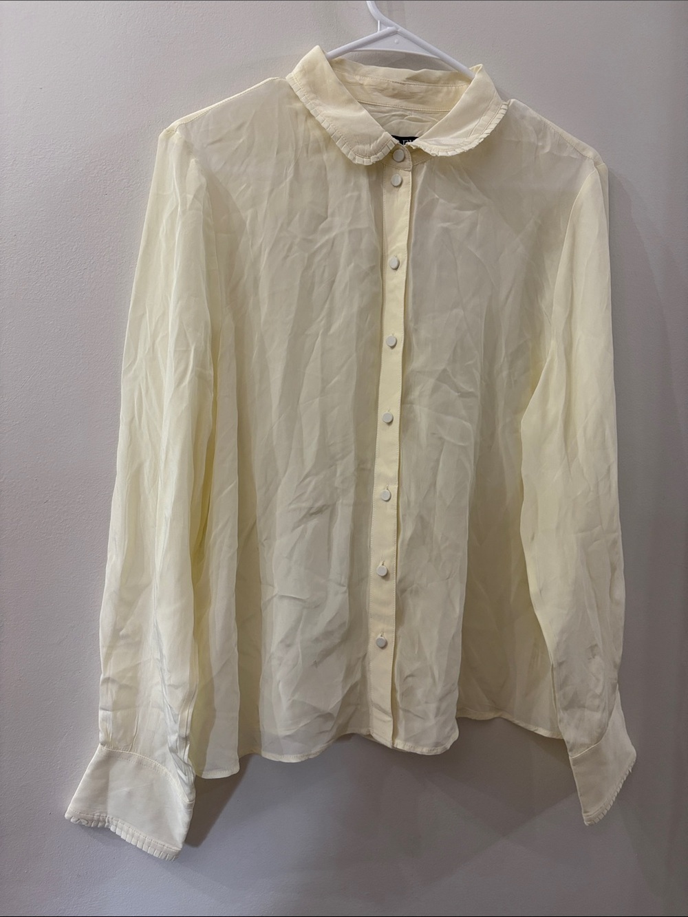 J crew NWT Ivory Button-Up Blouse with Peter Pan Collar - large